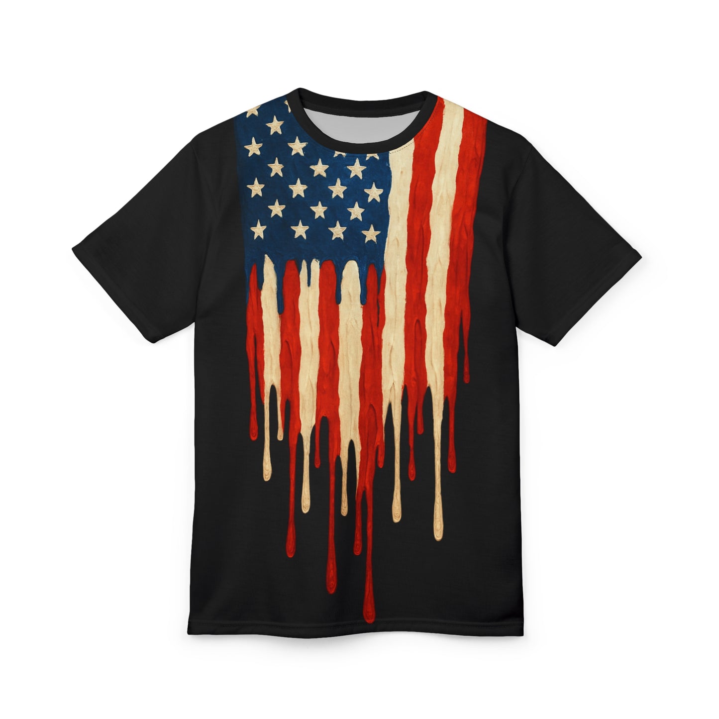 Patriotic Drip Tee | Unisex Cut & Sew T-Shirt, American Flag Design, Unique Graphic Tee, Summer Style, Independence Day Shirt