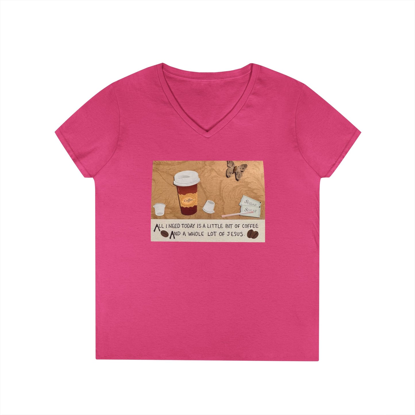 Coffee & Jesus V-Neck T-Shirt for Women