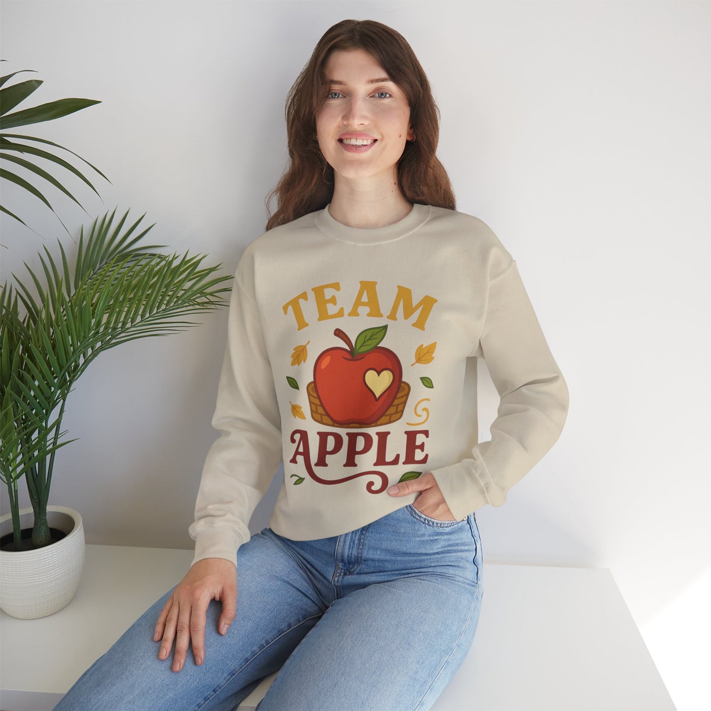 Team Apple Sweatshirt, Cozy Fall Fashion, Perfect for Apple Picking, Cute Gift for Teachers, Unisex Crewneck, Autumn Vibes, Fall Apparel