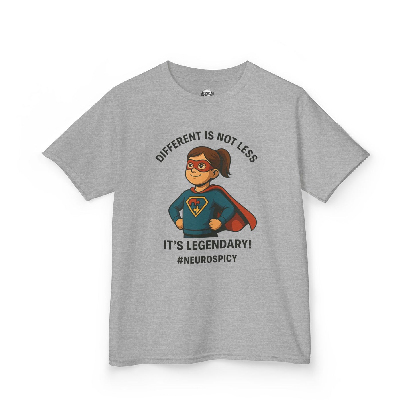 Kids Autism Superhero Tee - 'Different is Not Less, It's Legendary!'