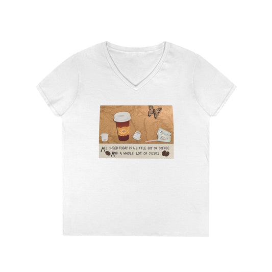 Coffee & Jesus V-Neck T-Shirt for Women