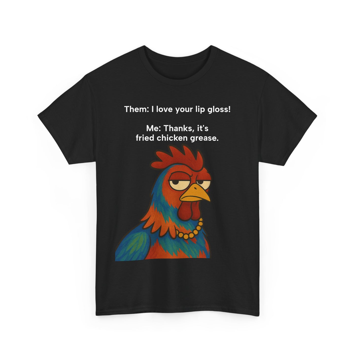 Funny Unisex Heavy Cotton Tee - 'Fried Chicken Grease' Chicken Graphic Shirt