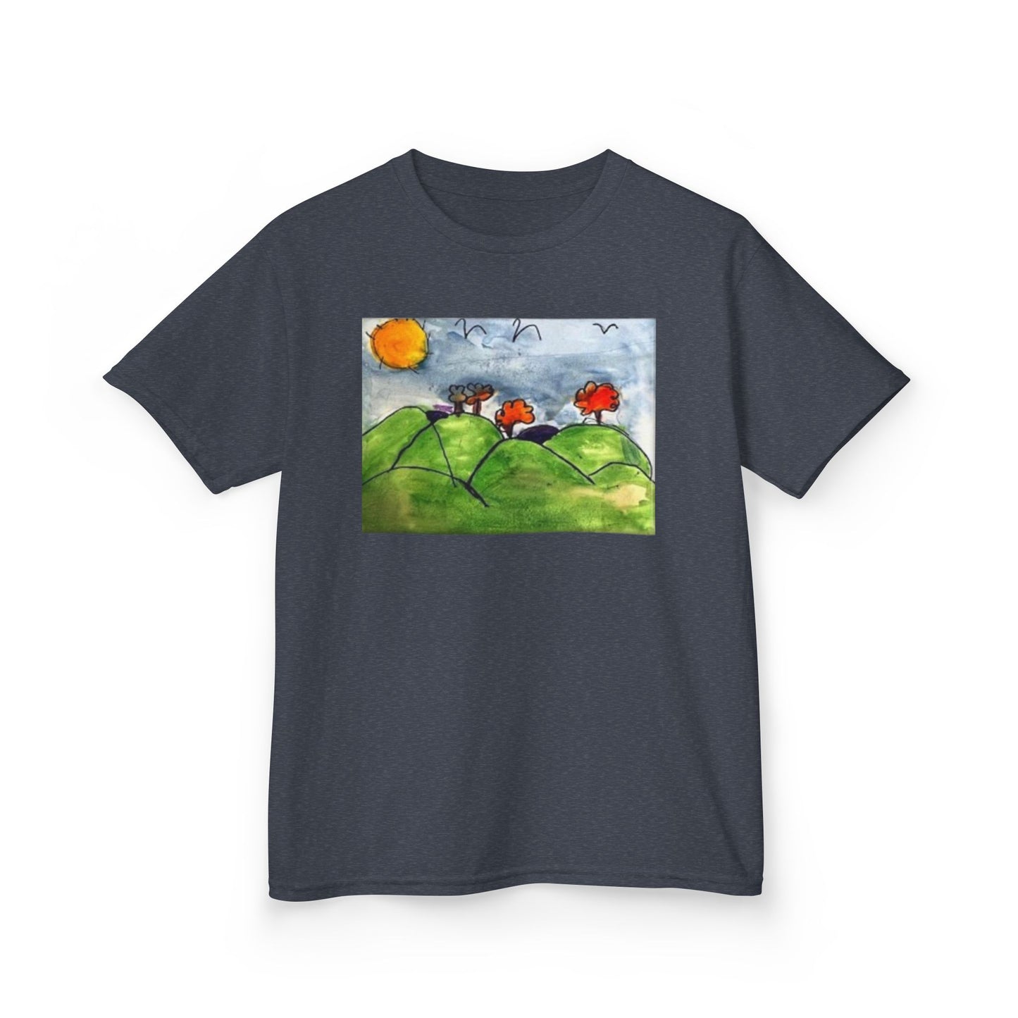 Children's Nature Art Tee - Colorful Landscape Design for Kids