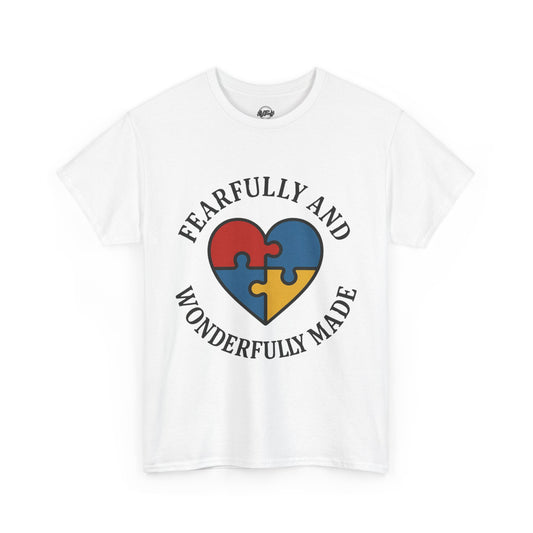 Fearfully and Wonderfully Made Unisex Heavy Cotton Tee - Meaningful Gift for Autism Awareness