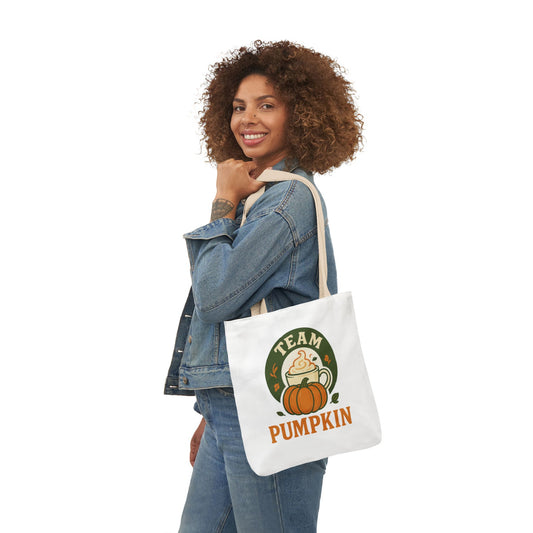 Team Pumpkin Tote Bag with 5-Color Straps, Fall Accessory, Gift for Pumpkin Lovers, Cute Bag for Festivals, Stylish Halloween Tote