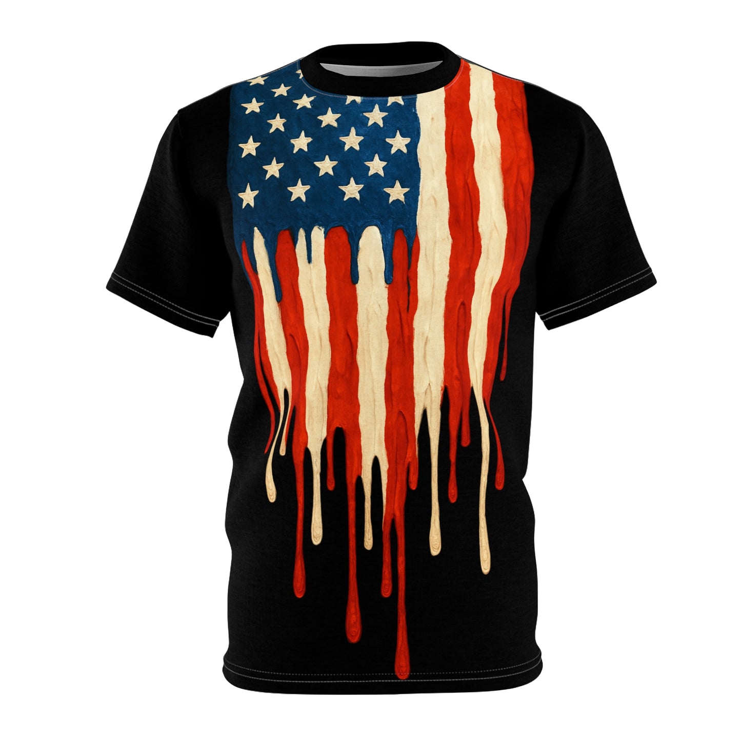 Patriotic Drip Tee | Unisex Cut & Sew T-Shirt, American Flag Design, Unique Graphic Tee, Summer Style, Independence Day Shirt