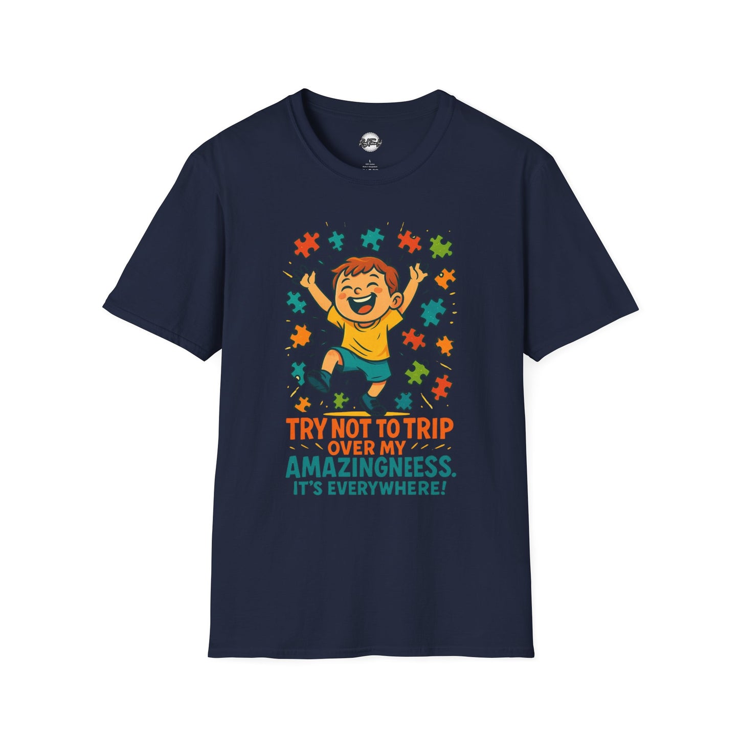 Unisex Softstyle T-Shirt - "Try Not To Trip Over My Amazingness" Fun Puzzle Design