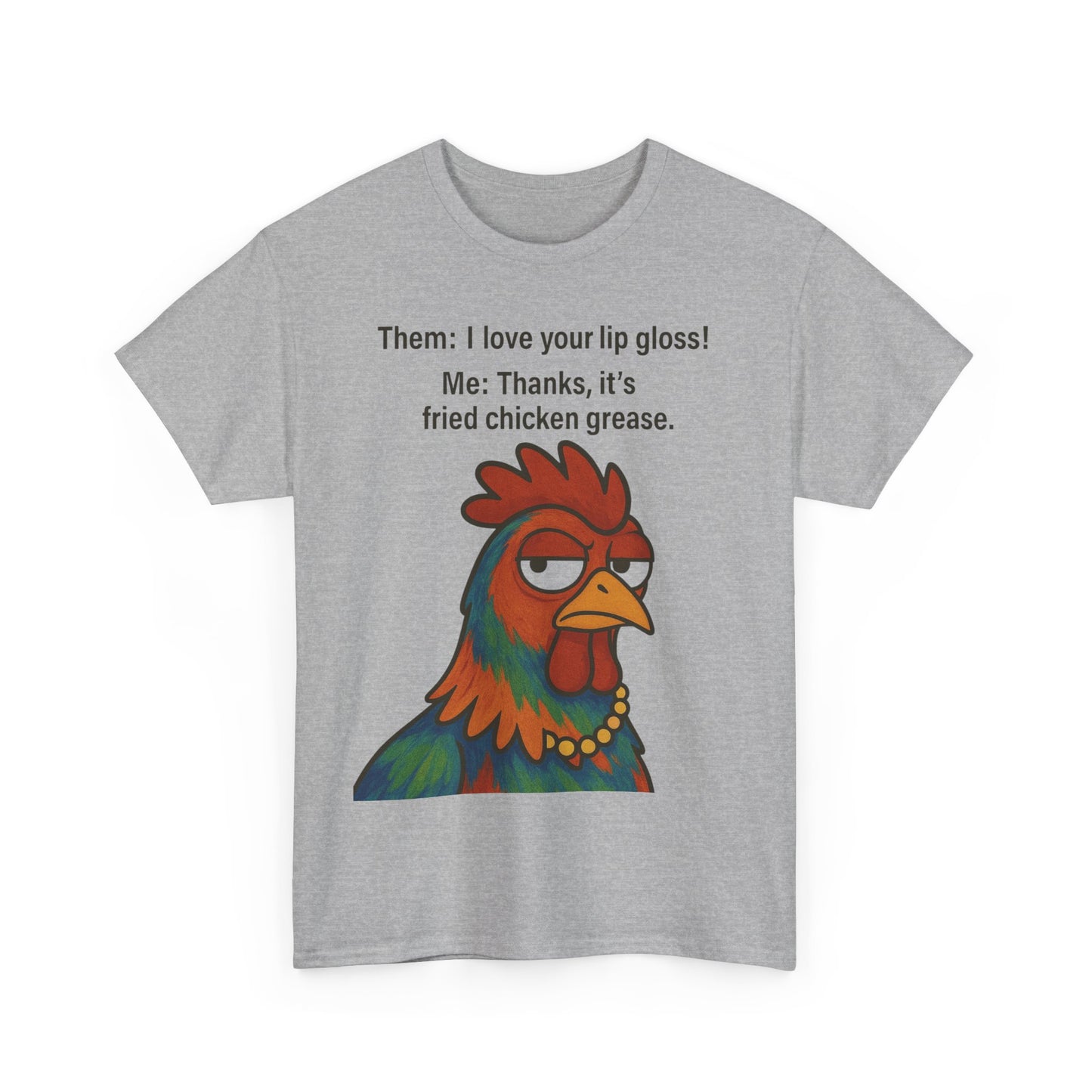Funny Unisex Heavy Cotton Tee - 'Fried Chicken Grease' Chicken Graphic Shirt
