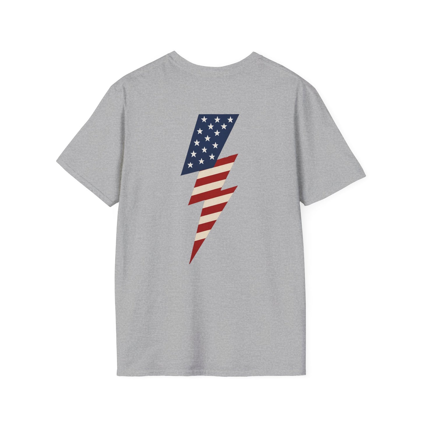 Patriotic Lightning Bolt T-Shirt, American Flag Tee, Unisex Casual Wear, Gifts for Independence Day, Fourth of July Apparel, Summer Style