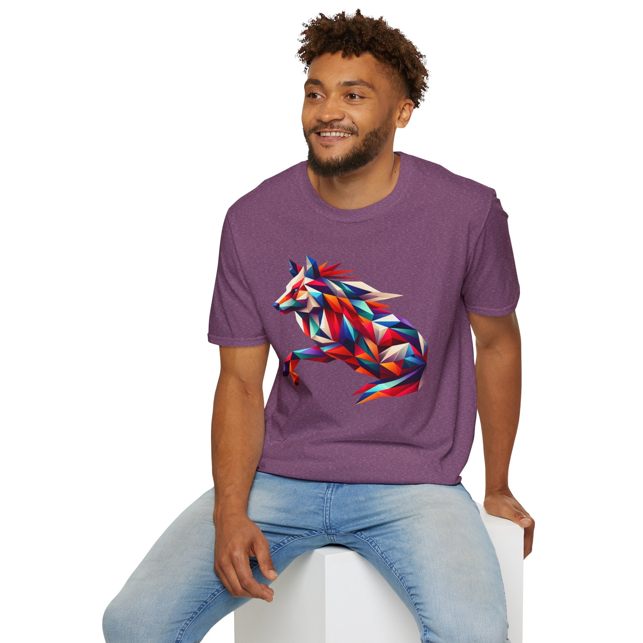 Colorful Geometric Wolf T-Shirt | Unisex Softstyle Tee