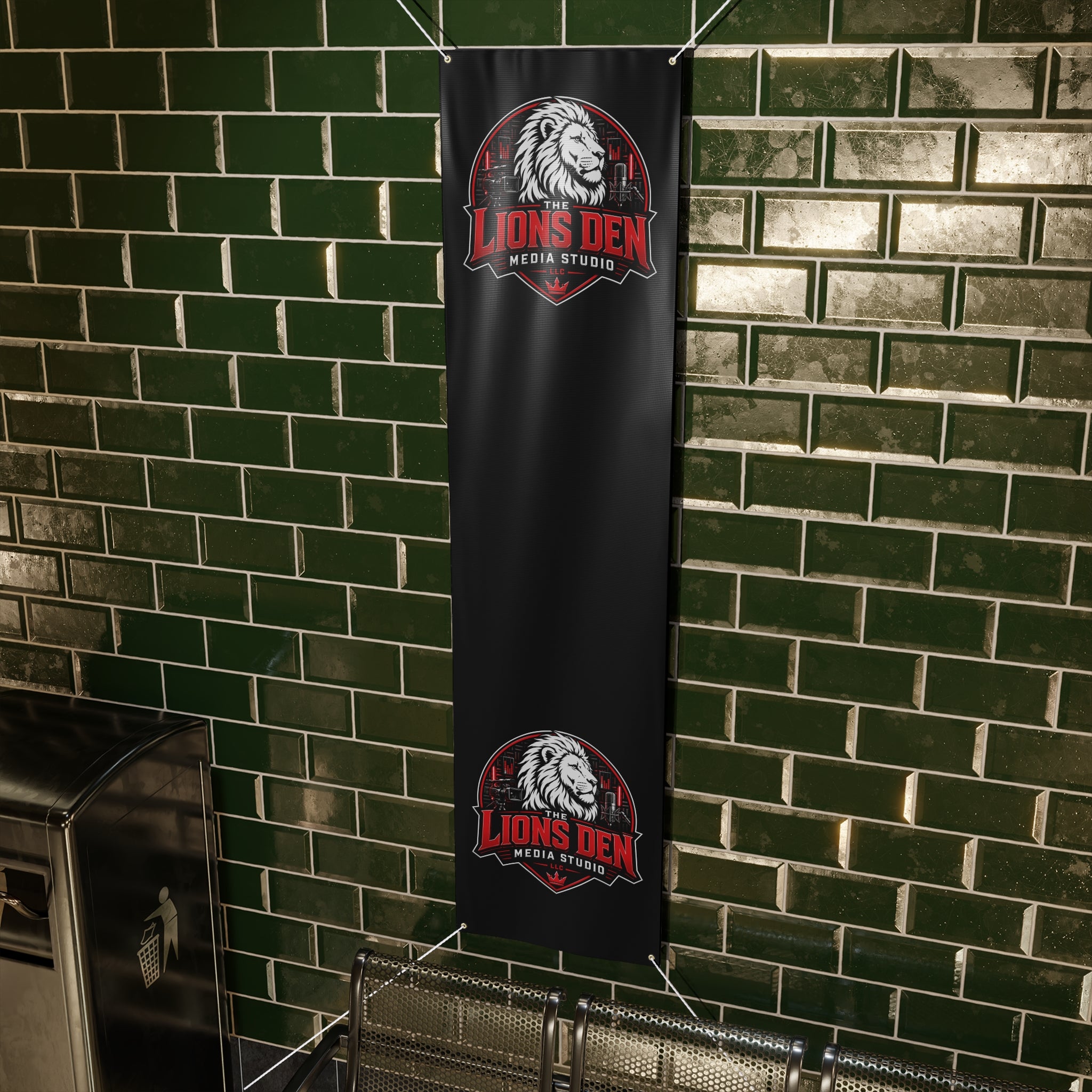 The Lions Den Media Studio Matte Banner