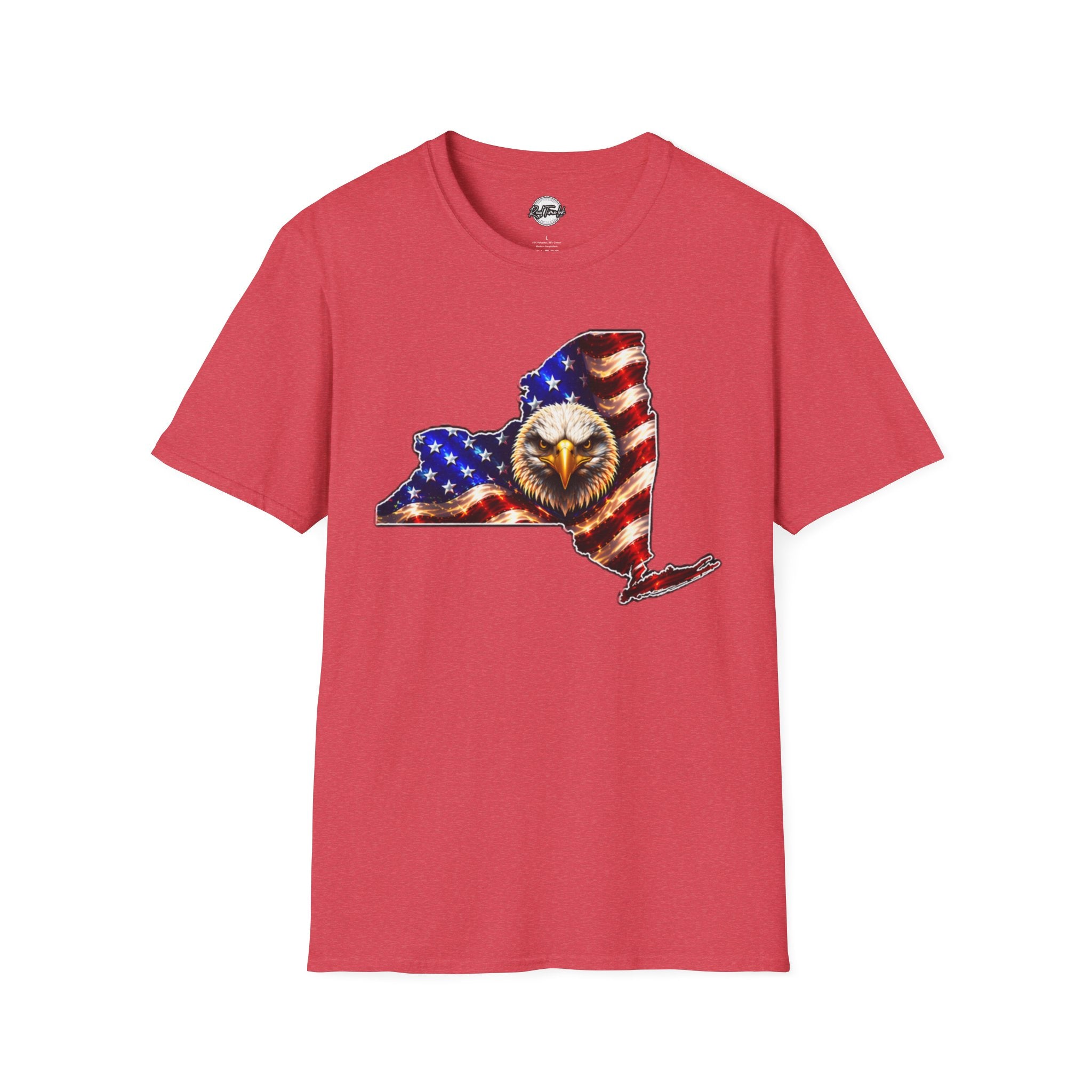 Patriotic New York State T-Shirt - American Flag Eagle Graphic