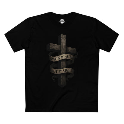 Faith Cross T-Shirt — "Walk by Faith, Not by Sight" Christian Tee