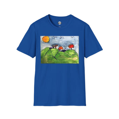 Artistic Nature Unisex Softstyle T-Shirt - Colorful Scenic Design kid art