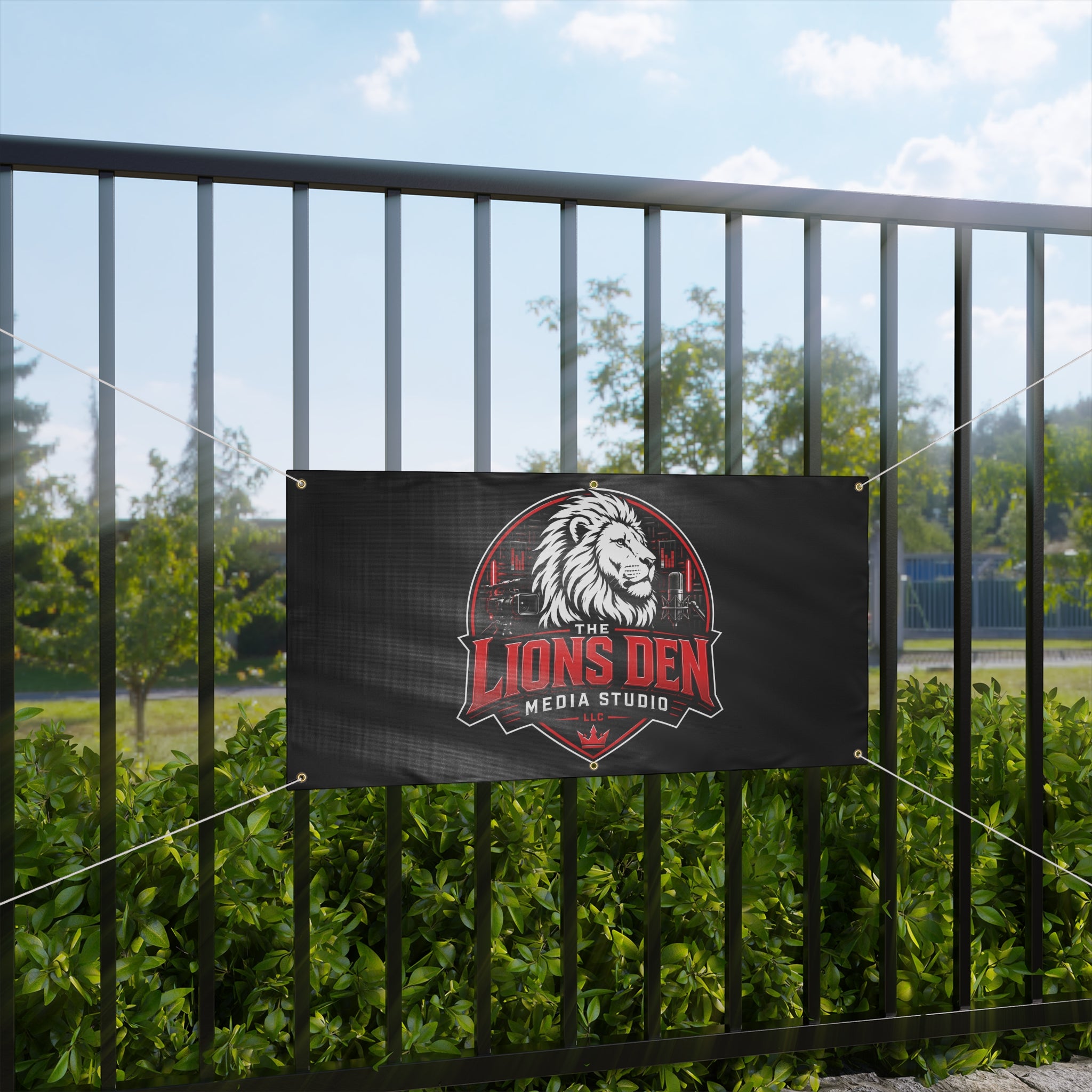 The Lions Den Media Studio Matte Banner