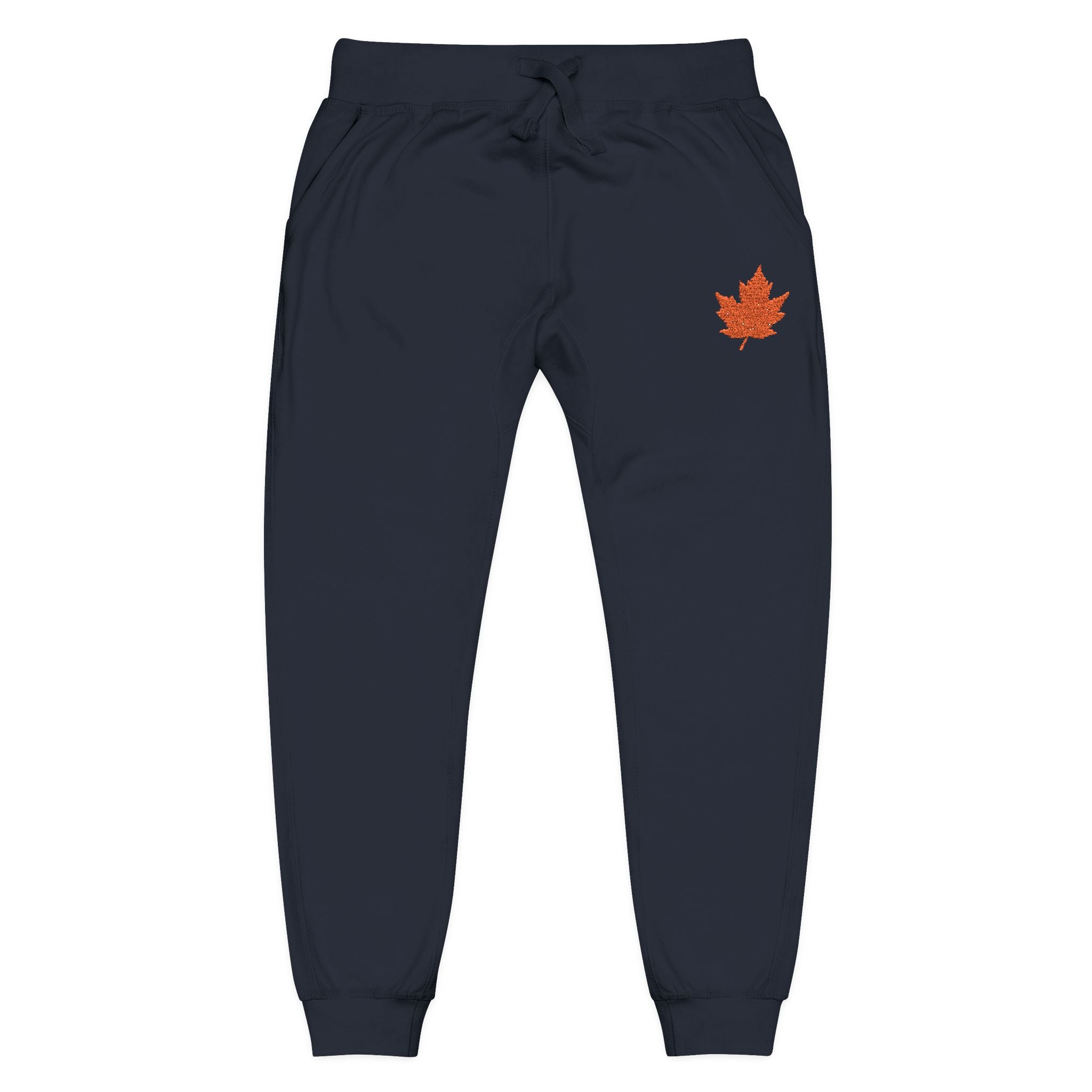 Embroidered Fall Leaf Fleece Sweatpants for Cozy Comfort
