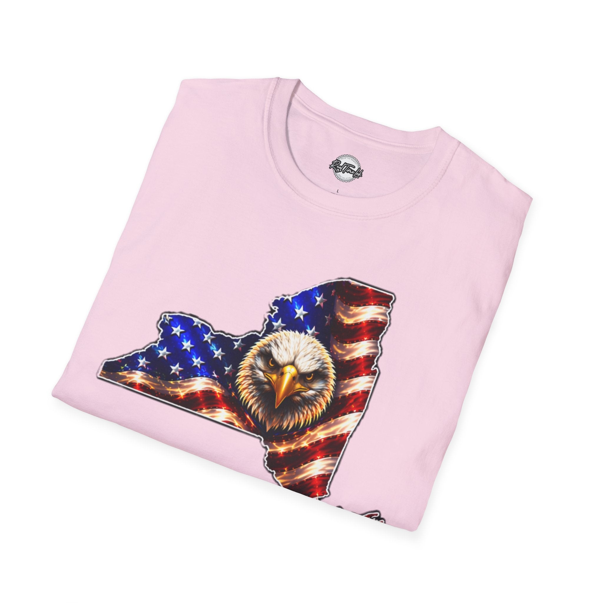 Patriotic New York State T-Shirt - American Flag Eagle Graphic