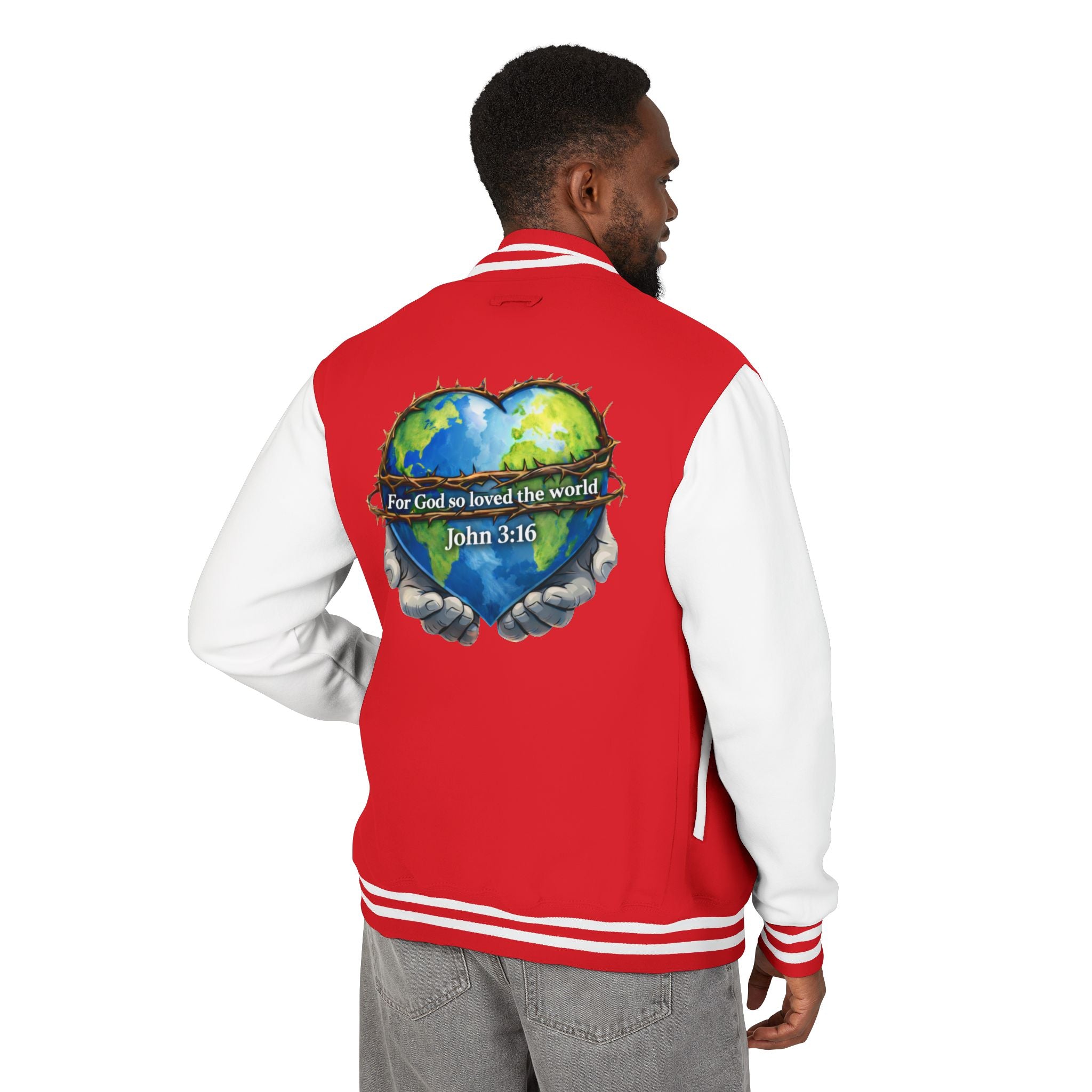 John 3:16 Letterman Jacket — 'God So Loved the World' Varsity Jacket