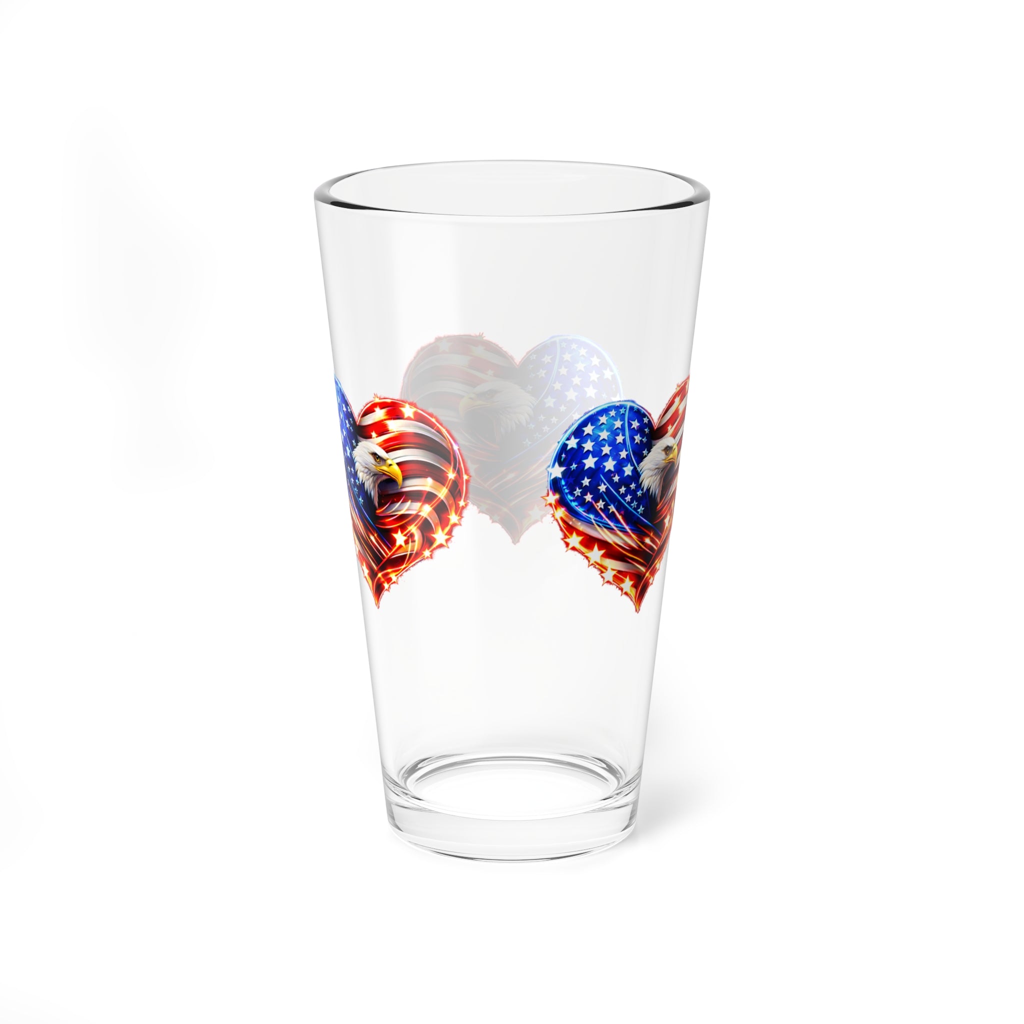 16oz Mixing Glass – USA 250 Patriotic American Flag Heart Design