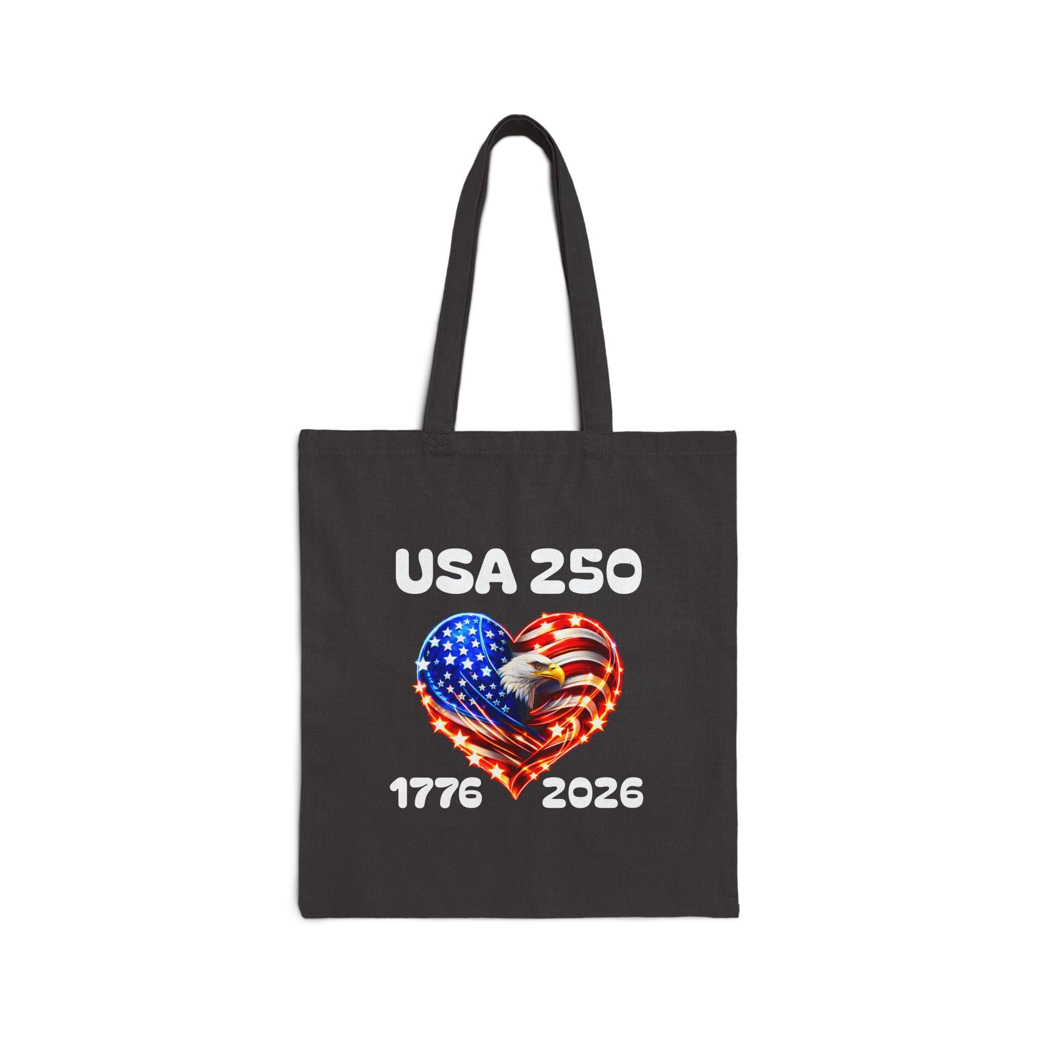 USA 250 Patriotic Tote Bag – 1776–2026 American Eagle Heart Canvas Tote | America 250 Anniversary Bag