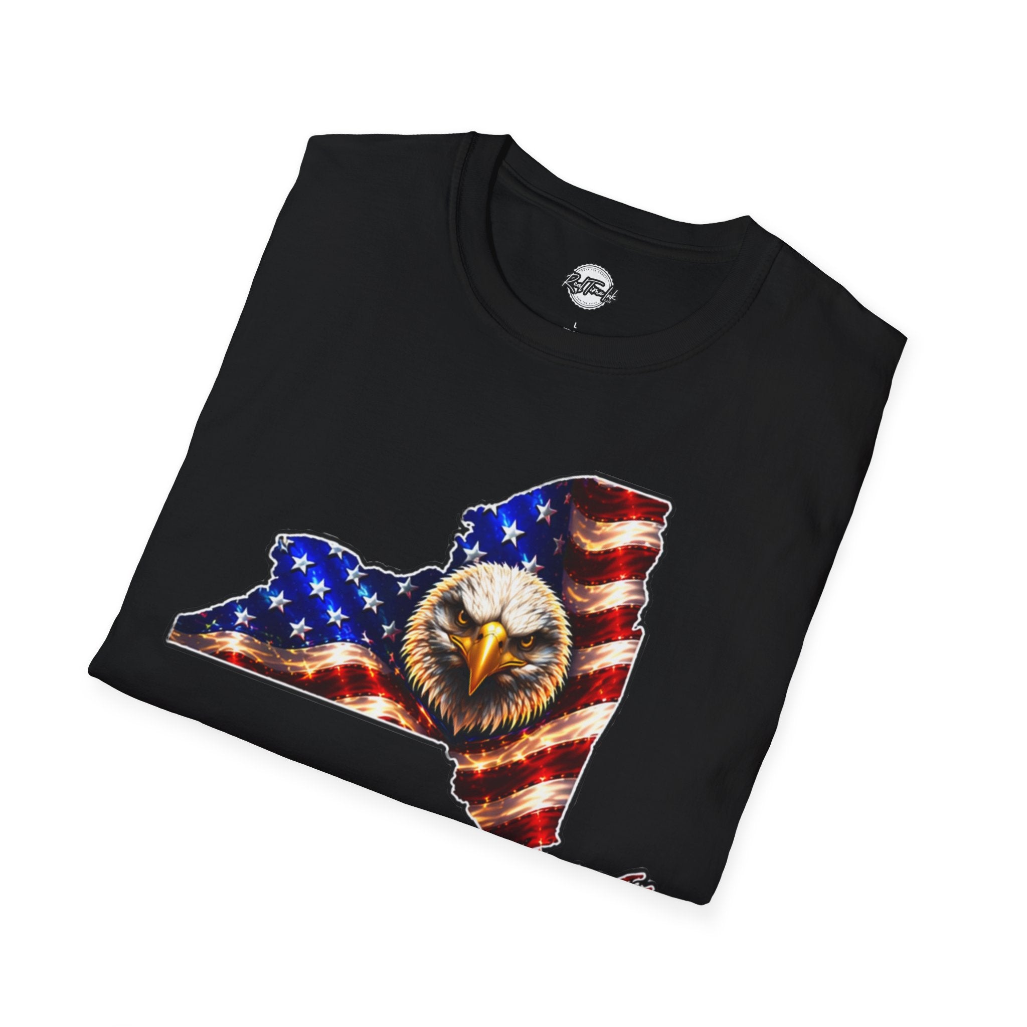 Patriotic New York State T-Shirt - American Flag Eagle Graphic