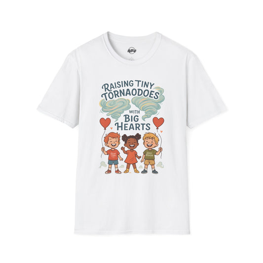 Raising Tiny Tornadoes Unisex Softstyle T-Shirt - Big Hearts Design