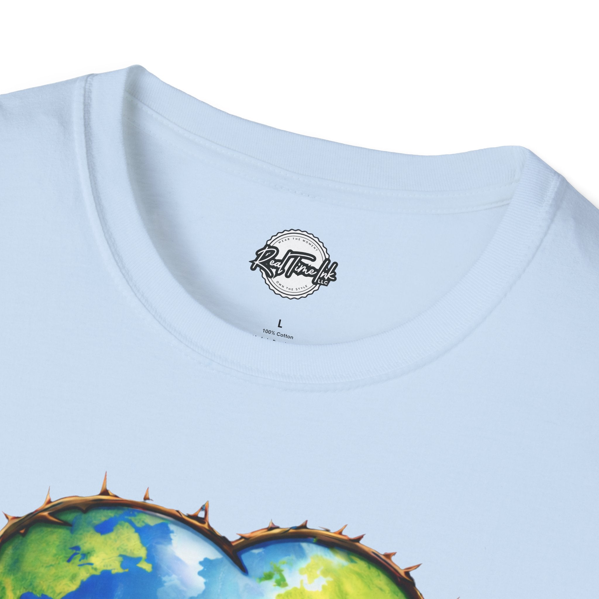 John 3:16 Heart Globe Christian T-Shirt — "For God so loved the world" Faith Tee