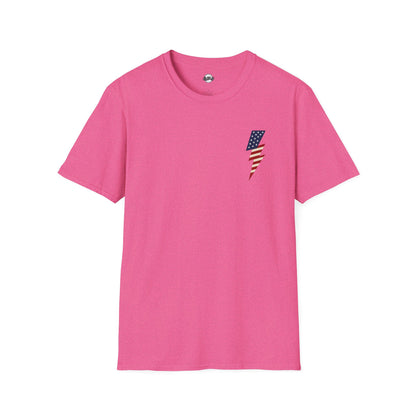 Patriotic Lightning Bolt T-Shirt, American Flag Tee, Unisex Casual Wear, Gifts for Independence Day, Fourth of July Apparel, Summer Style