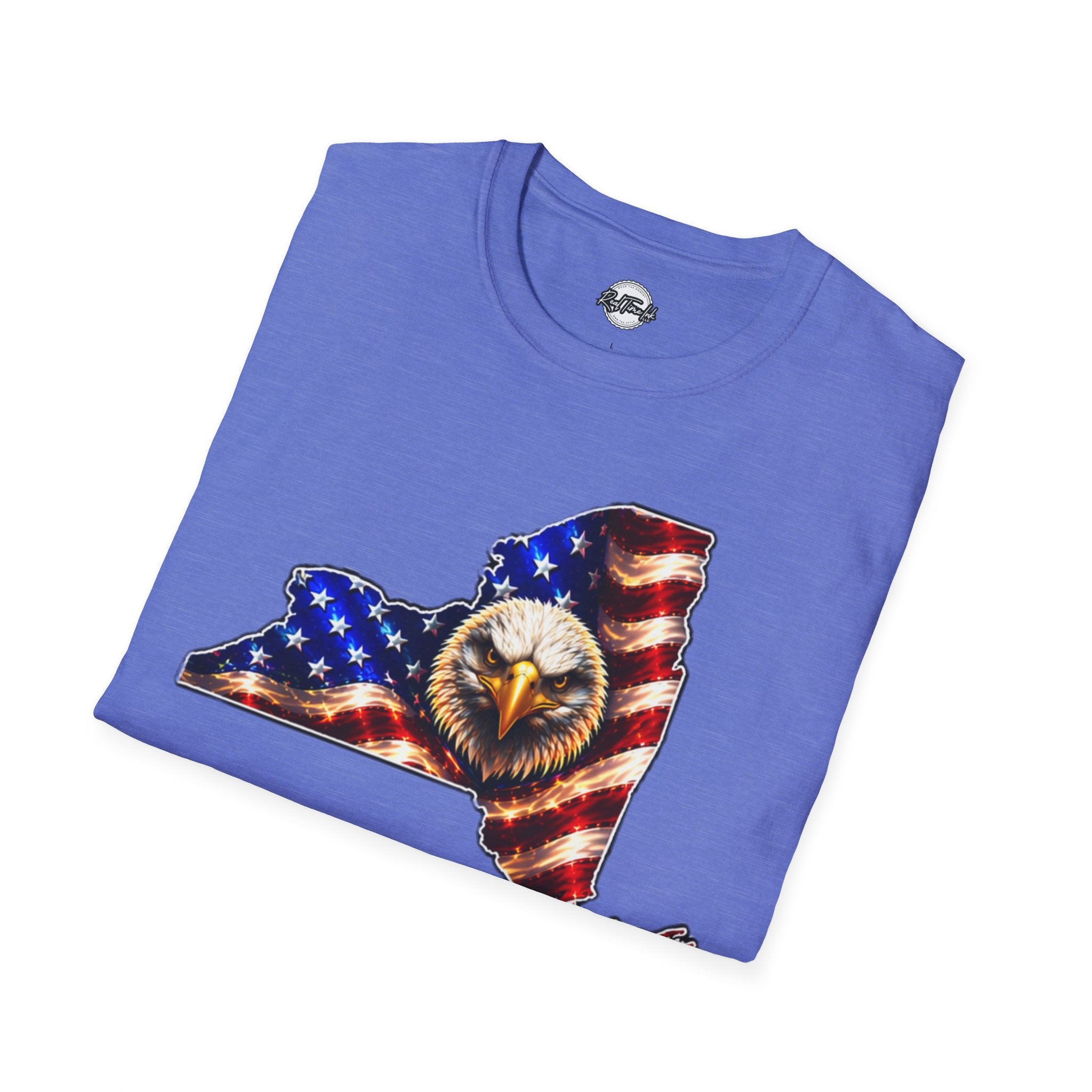 Patriotic New York State T-Shirt - American Flag Eagle Graphic