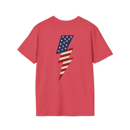 Patriotic Lightning Bolt T-Shirt, American Flag Tee, Unisex Casual Wear, Gifts for Independence Day, Fourth of July Apparel, Summer Style