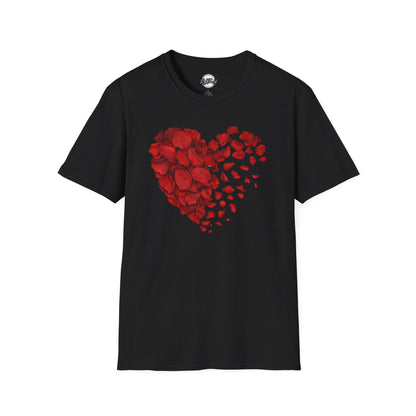 Disintegrating Rose Petal Heart T-Shirt — Floral Heart Design
