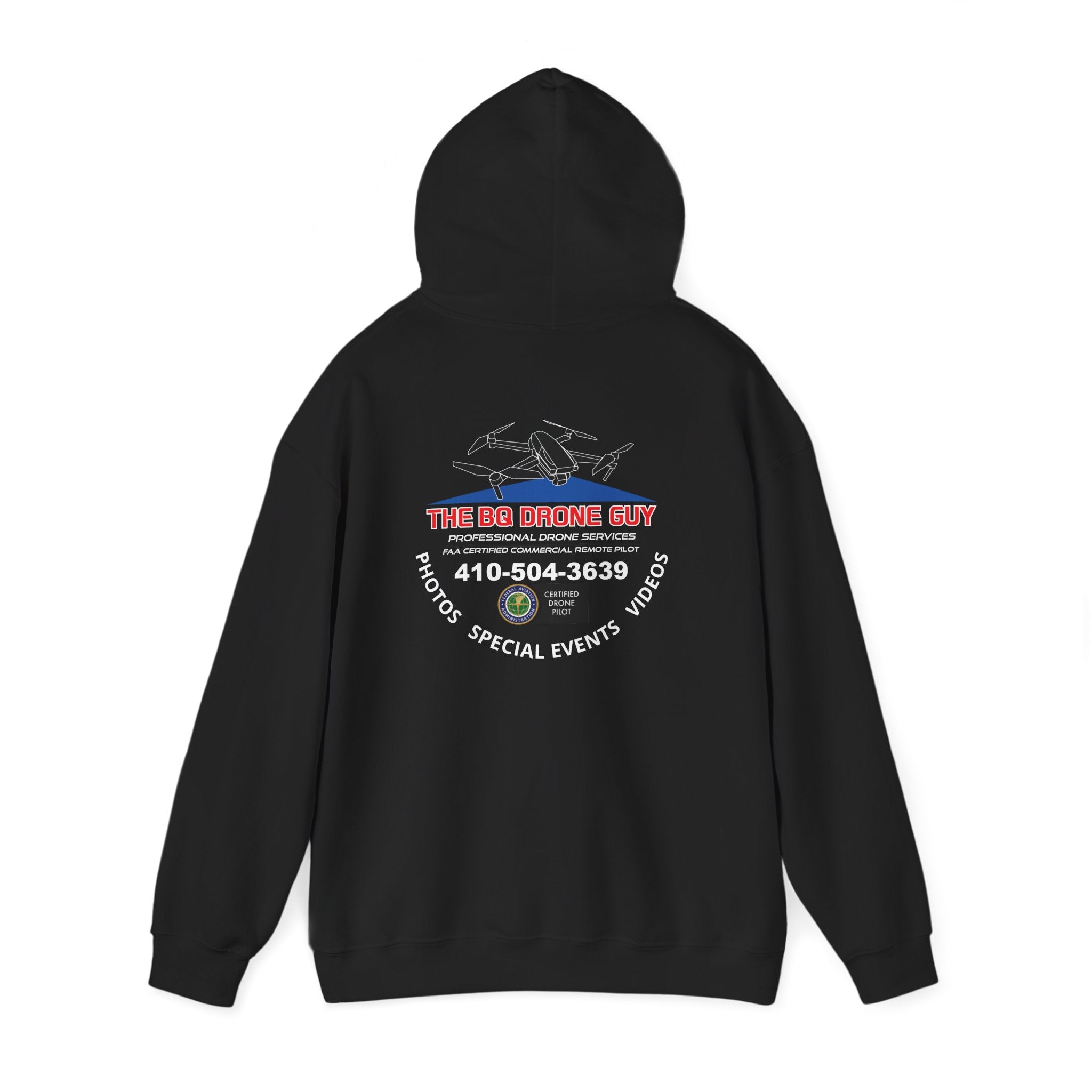 The BQ drone guy Hoodie - "The BQ Drone Guy Logo Back & Chest