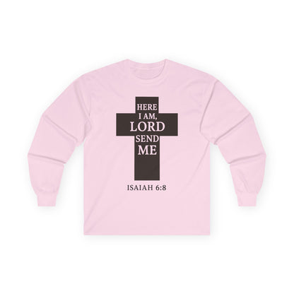 Christian Long Sleeve Tee - 'Here I am Lord, send me'