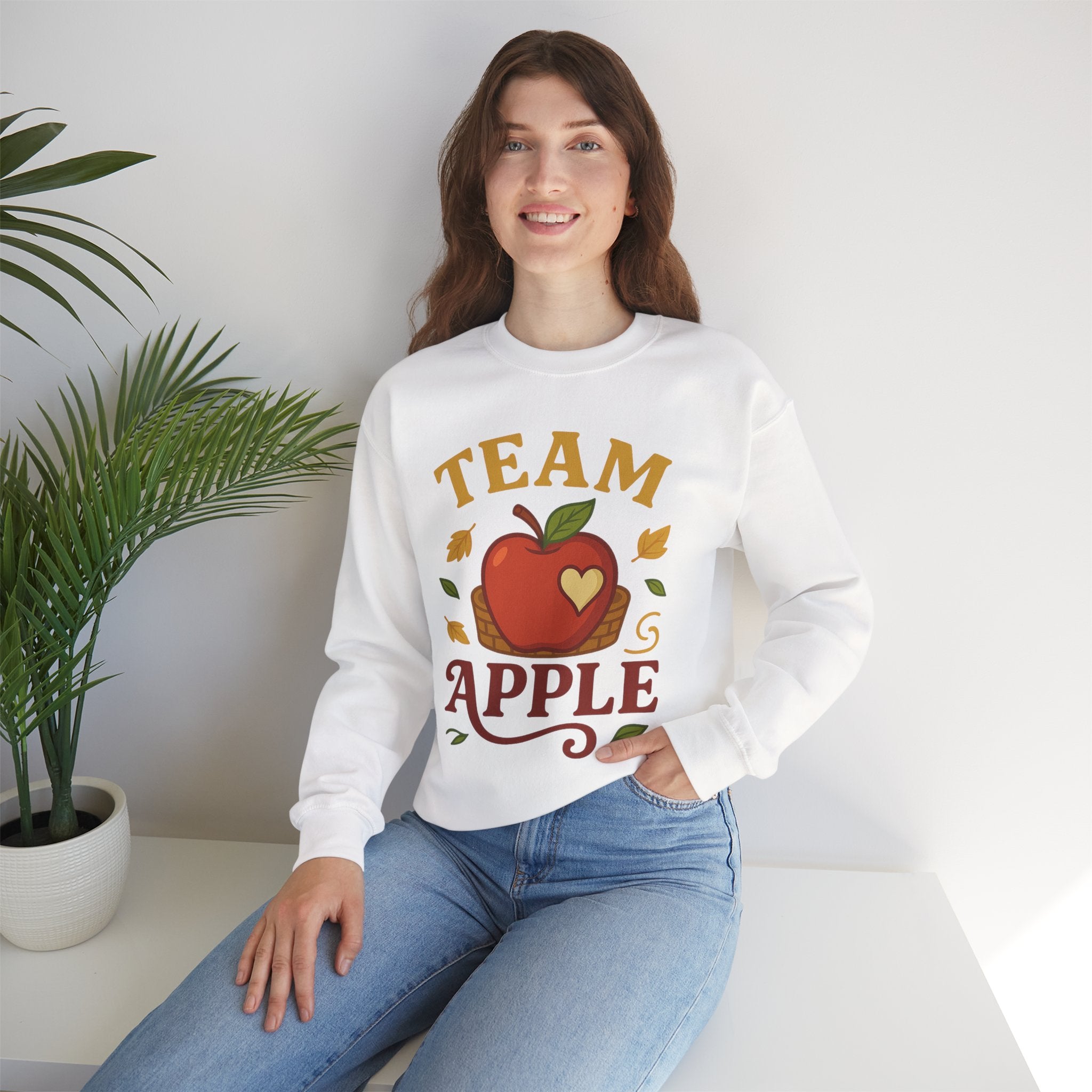 Team Apple Sweatshirt, Cozy Fall Fashion, Perfect for Apple Picking, Cute Gift for Teachers, Unisex Crewneck, Autumn Vibes, Fall Apparel