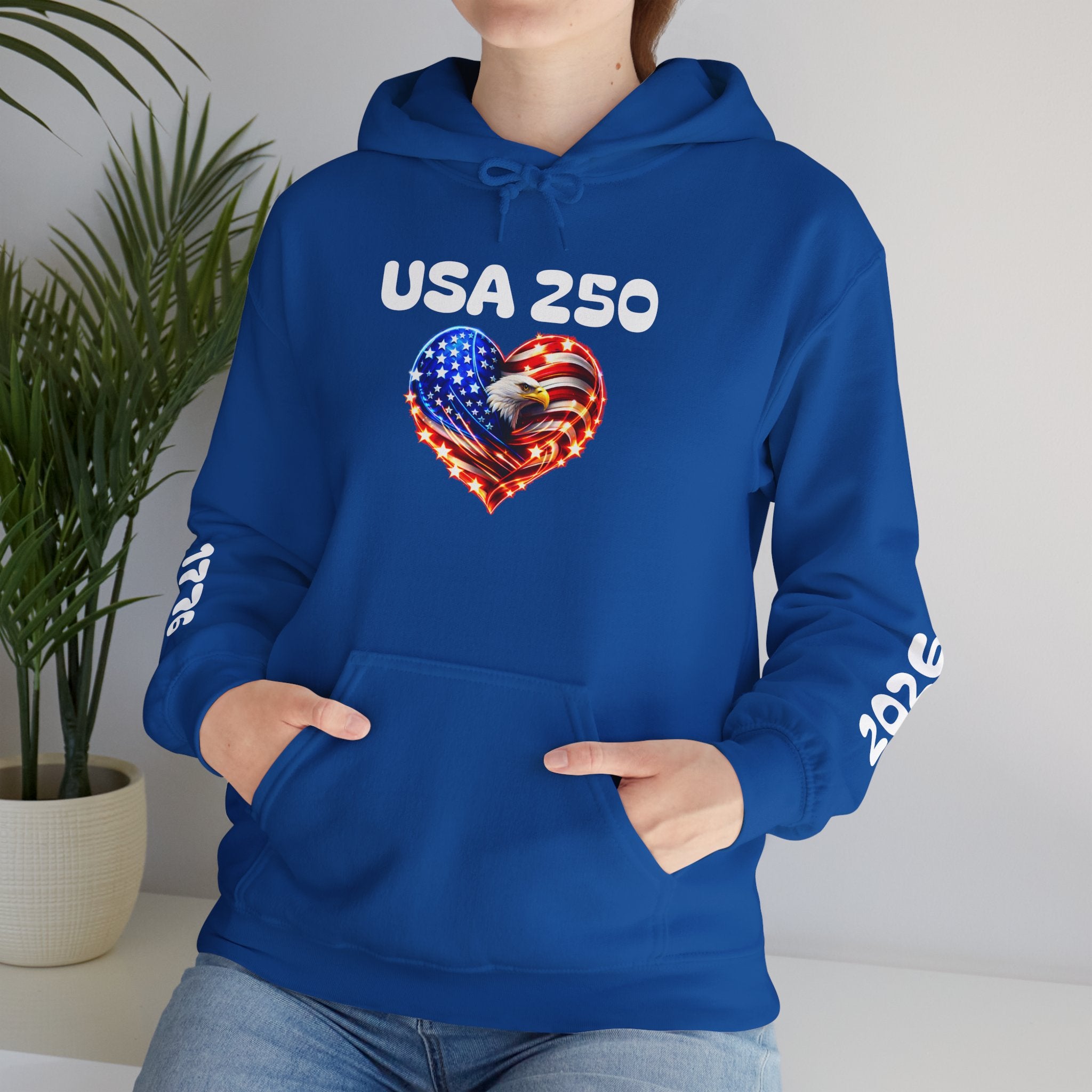 USA 250 Heart Flag Hoodie — 1776 & 2026 Patriotic Anniversary Sweatshirt