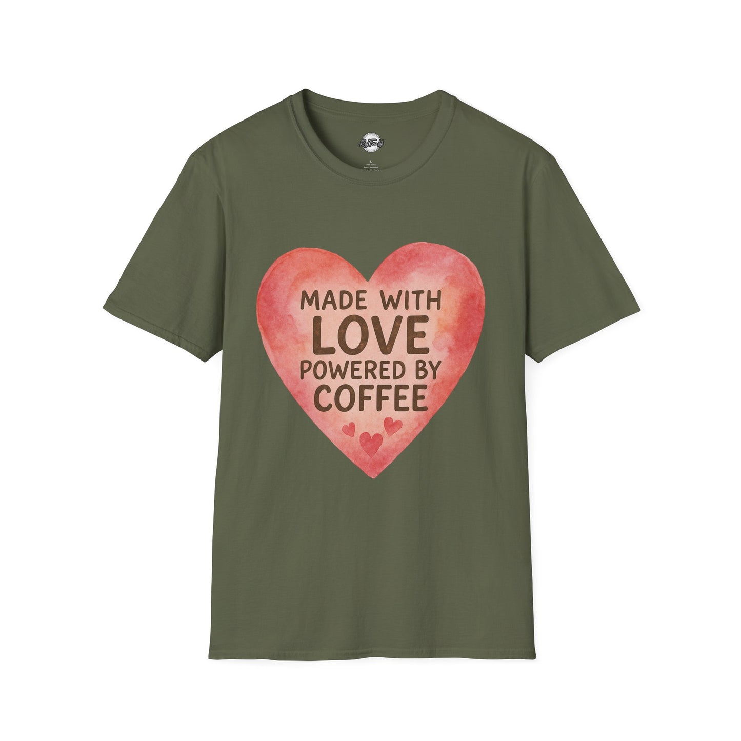 Made with Love Powered by Coffee Unisex Softstyle T-Shirt