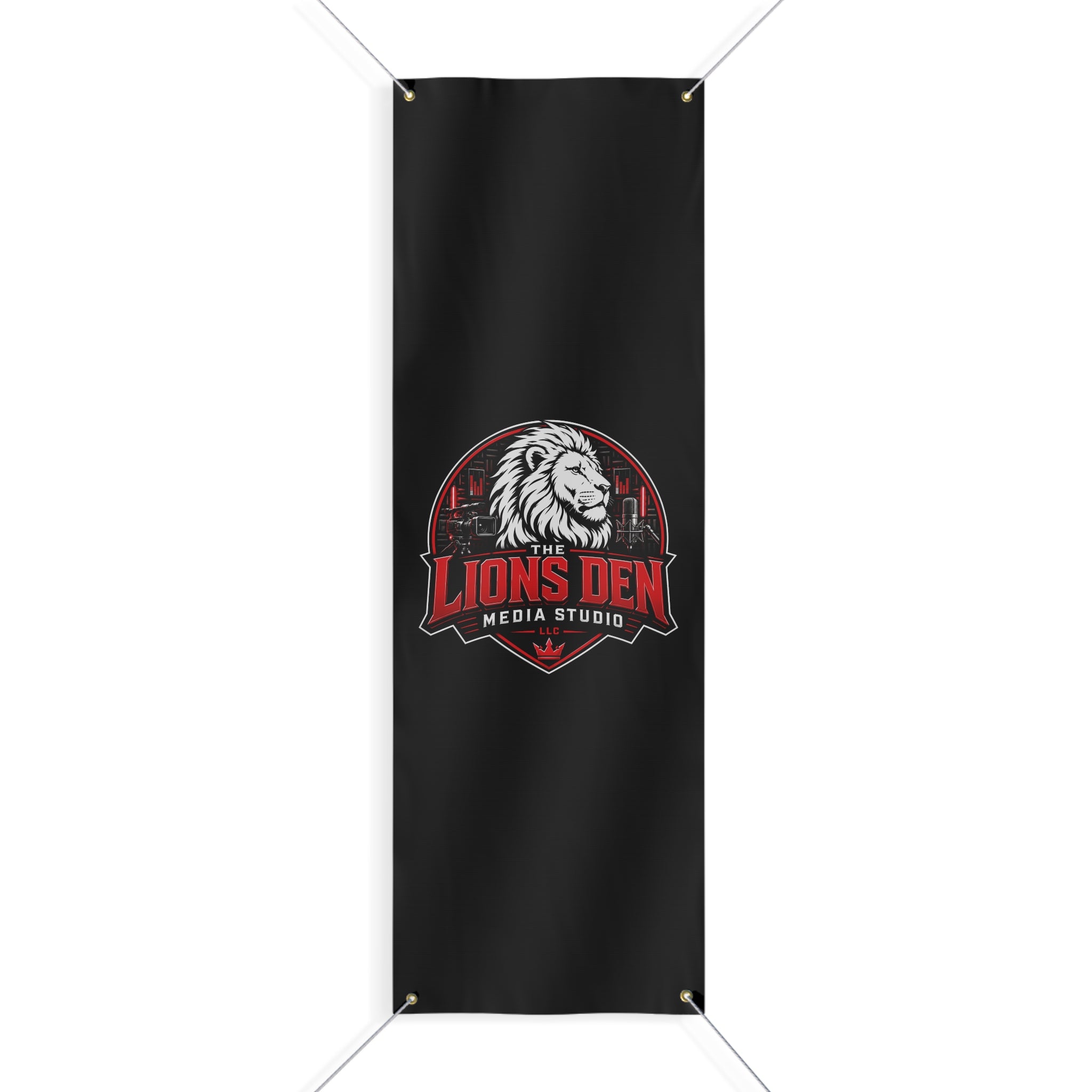The Lions Den Media Studio Matte Banner