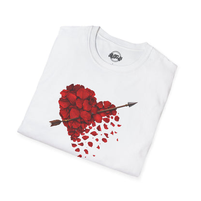 Rose Petal Heart T-Shirt — Arrow-Pierced Romantic Valentine Tee
