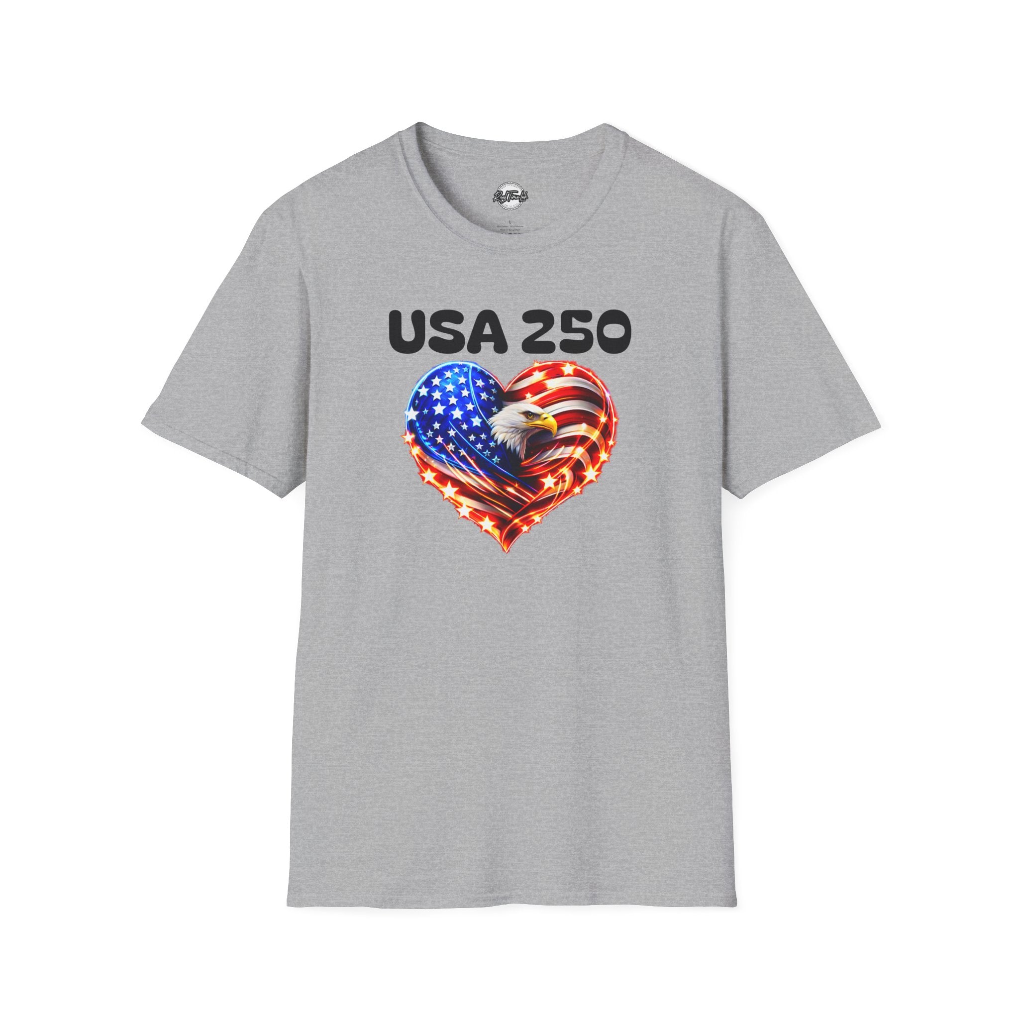 USA 250 Heart Flag T-Shirt — Patriotic American Eagle Tee for Independence Day