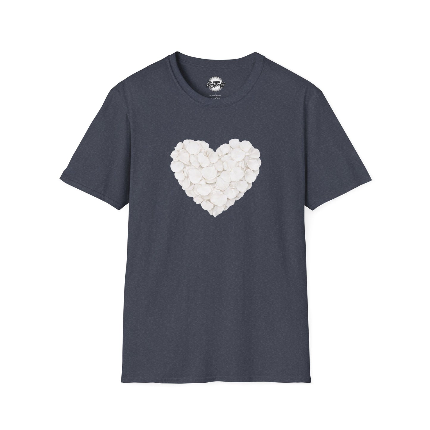 Heart of Roses Valentine's T-Shirt — White Floral Heart Graphic Tee for Women & Men