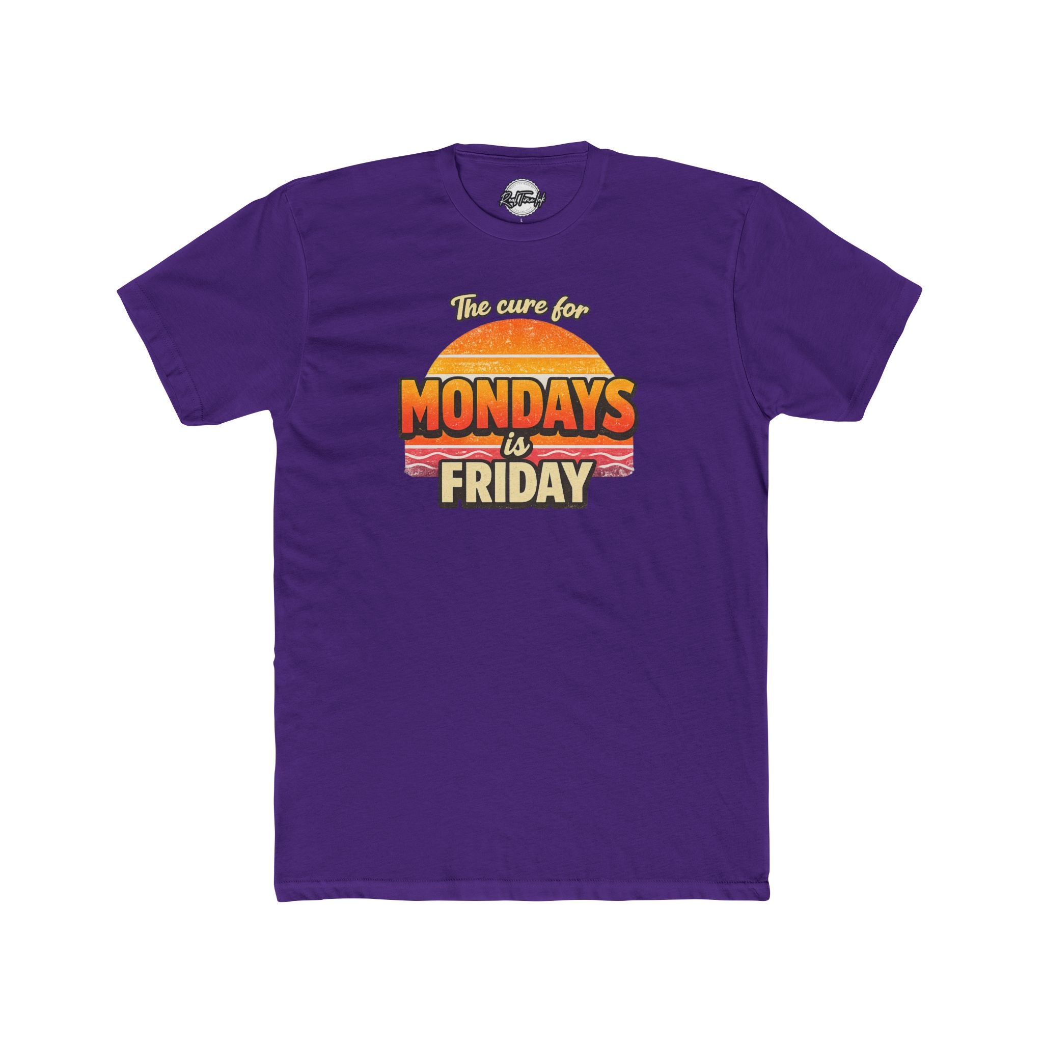 The Cure for Mondays Is Friday – Vintage Retro Sunset T-Shirt