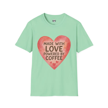 Made with Love Powered by Coffee Unisex Softstyle T-Shirt