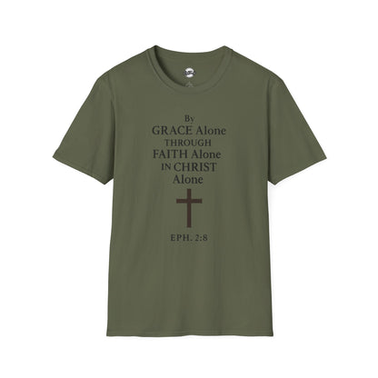 Faith-Inspired Unisex Softstyle T-Shirt - By Grace Alone Through Faith Alone in Christ Alone