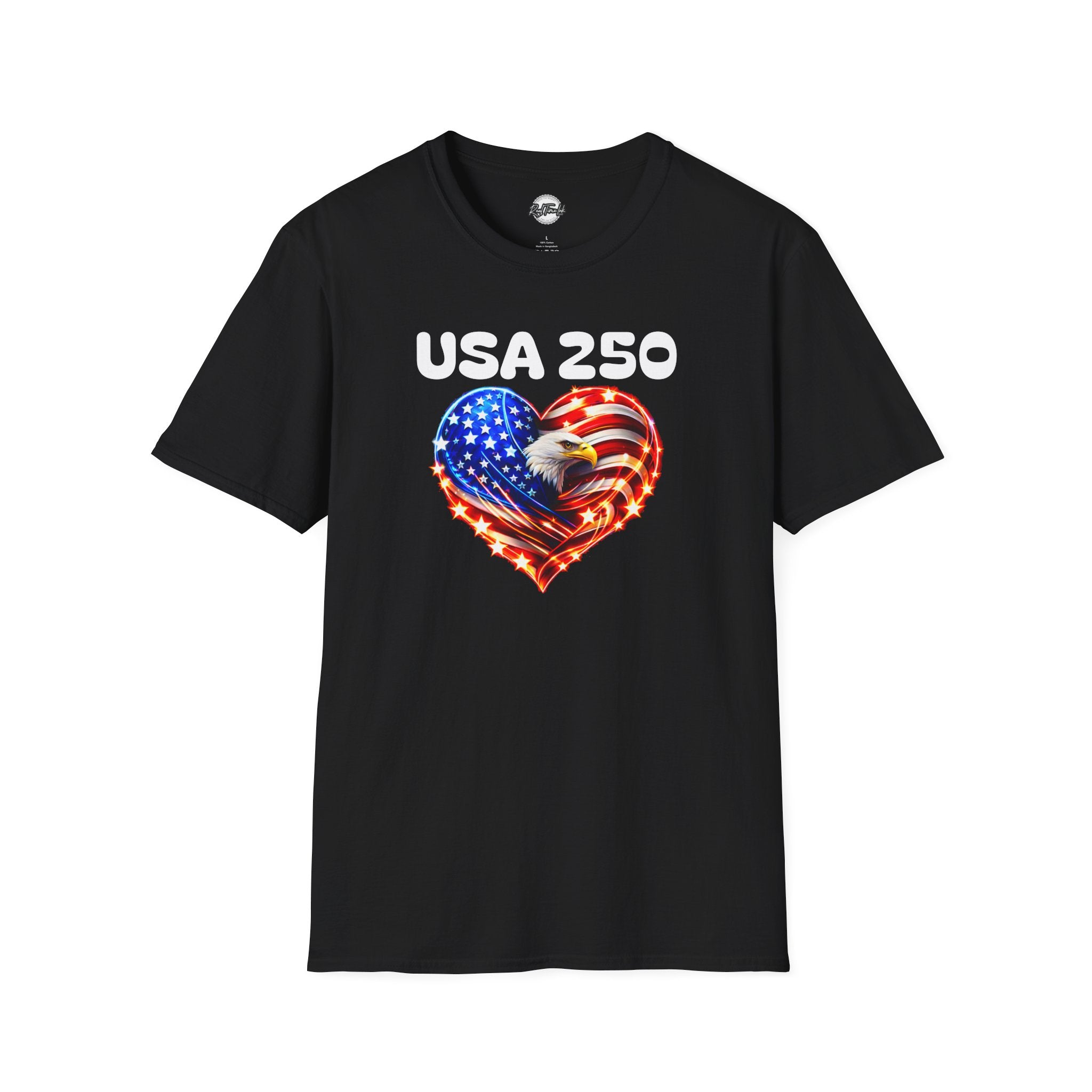 USA 250 Heart Flag T-Shirt — Patriotic American Eagle Tee for Independence Day