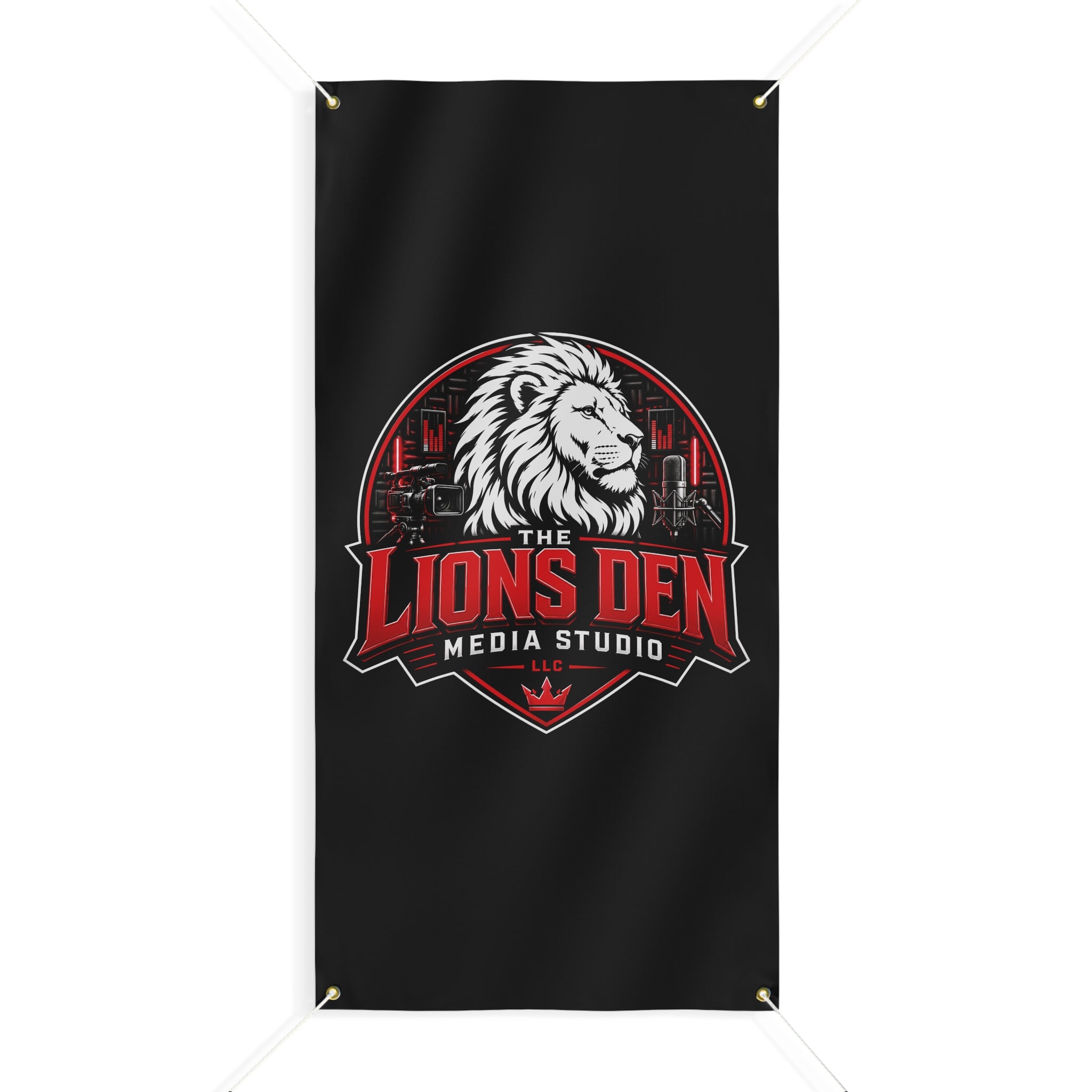 The Lions Den Media Studio Matte Banner