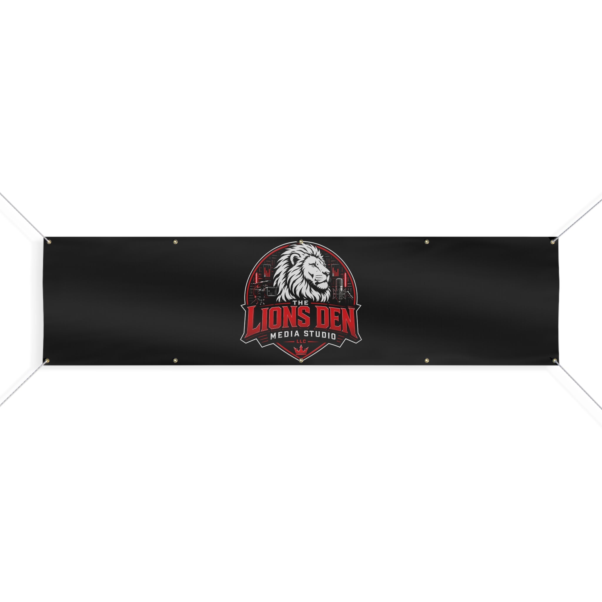 The Lions Den Media Studio Matte Banner