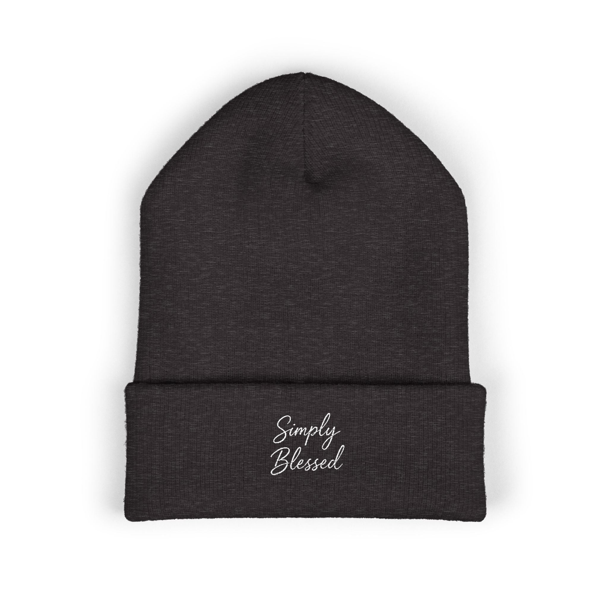 Simply Blessed Embroidered Beanie - Cozy Classic Knitted Hat for Everyday Wear