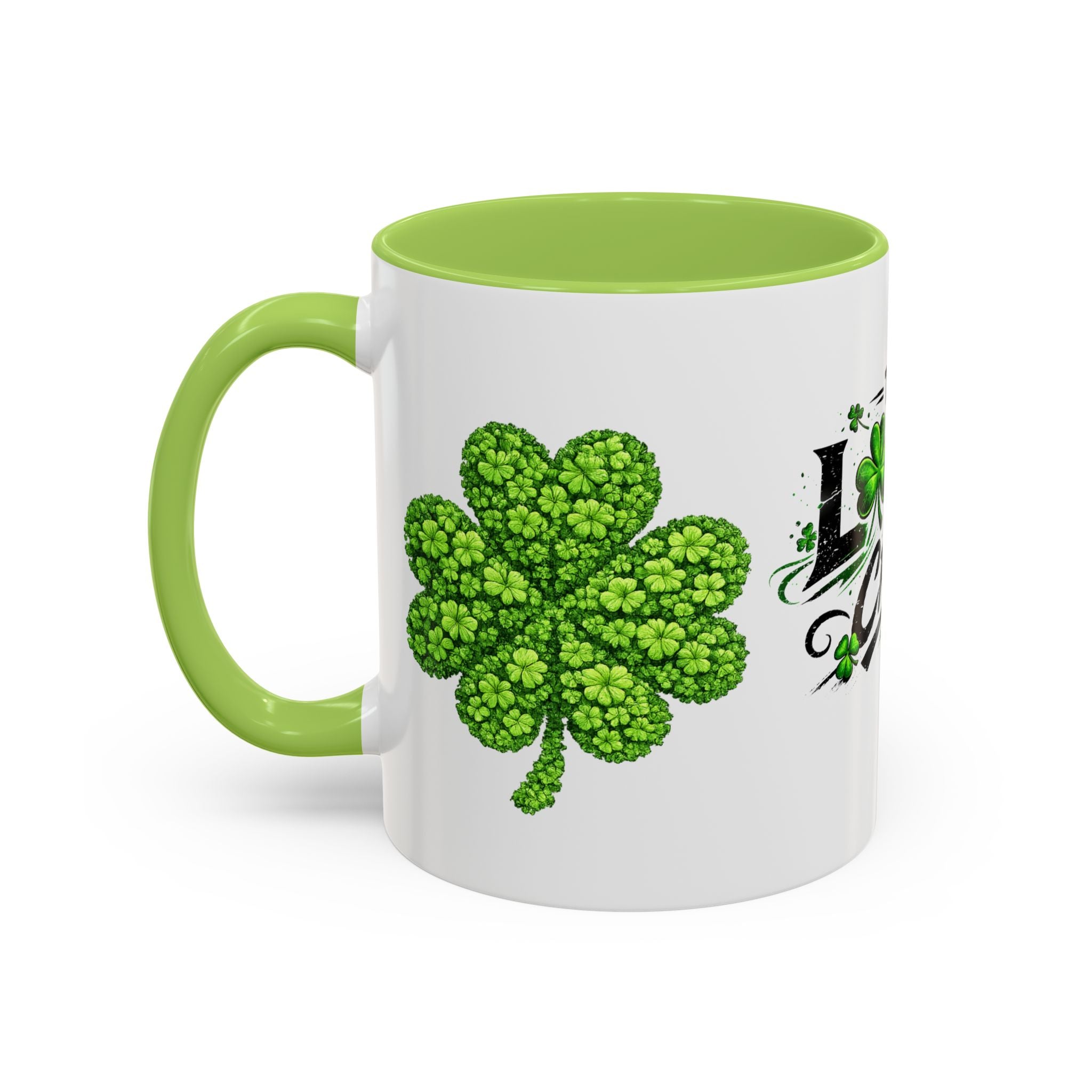 St. Patrick's 'The Lucky Crew' Accent Coffee Mug – Clover & Beer Shamrock Design (11/15 oz)