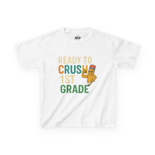 Ready to Crush 1st Grade Kids Tee, Back to School Shirt, Funny Kids T-Shirt, Classroom Apparel, Birthday Gift for Boys