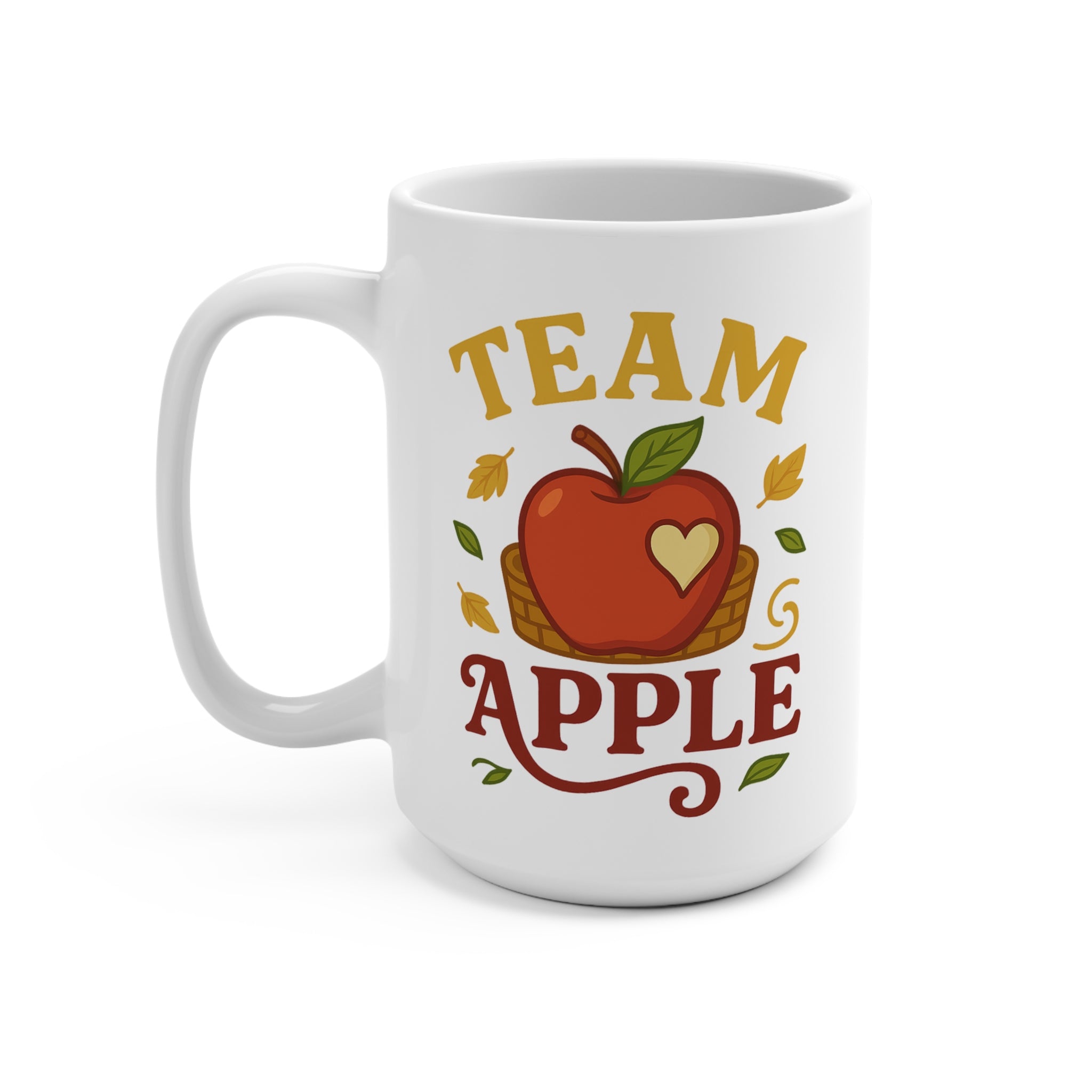 Team Apple Cozy Mug 15oz, Fall Coffee Cup, Autumn Decor, Gift for Teachers, Harvest Mug, Thanksgiving Kitchenware
